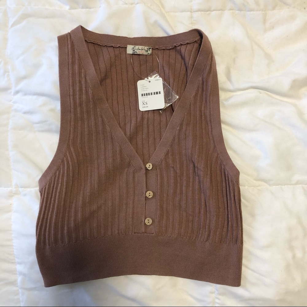 Free People Ribbed Cropped Tank in Mauve